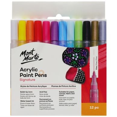 Mont Marte Acrylic Paint Pens Signature Fine Tip 1mm 12pcs