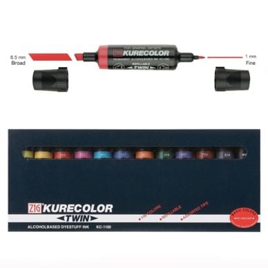 Zig Kurecolor Markers Set Of 12 Brilliant Colors KC-1100