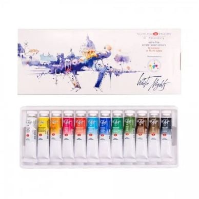 White Night Extra-fine Artist Watercolors 12 Colors in 10ml Tubes