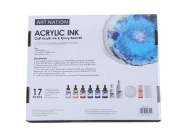 Art Nation Acrylic Ink regular colors 6x30ml with epoxy resin kit( Glass Bottle) 17pcs