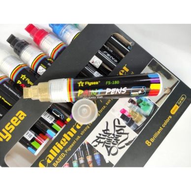 Flysea Calligraphy Paint Markers Set of 8 Cut Nib 10MM (Oil Based)