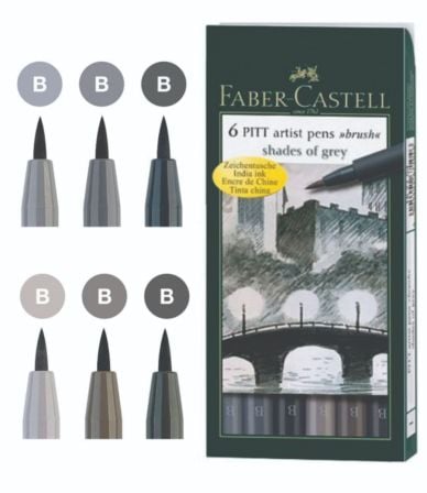 Faber Castell - Pitt Artist Pen Brush Grey (6)