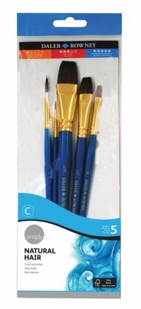 Daler Rowney Simply Watercolour Natural Mix Brush Set 5pcs