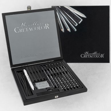 Cretacolor Wolf Box ( Black & White ) Charcoal Set
