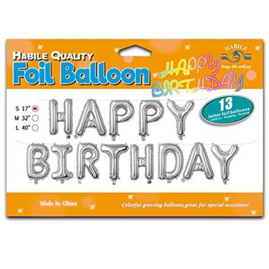Habile Happy Birthday Foil Balloon 17" Silver