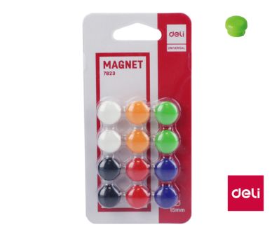 Deli Magnetic Board Magnets 15MM 12 Pieces 7823