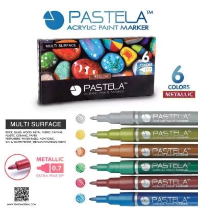Pastela Metallic Acrylic Paint Marker Set Of 6 – 0.7mm