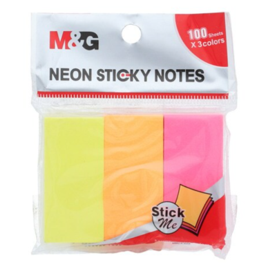 M&G Neon Sticky Notes 51 x 25 mm 100 Sheets 3 Colors