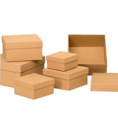 Brown Paper Box Set of 2 Pcs 7x7cm