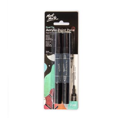 Mont Marte Dual Tip Acrylic Paint Pens Black 2pc MPN0158