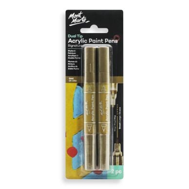 Mont Marte Dual Tip Acrylic Paint Pens Gold 2pc MPN0159