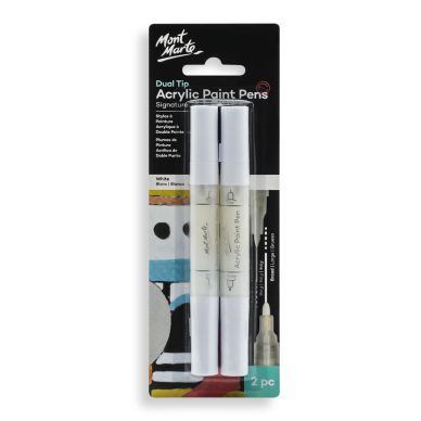 Mont Marte Dual Tip Acrylic Paint Pens Signature White 2pc MPN0157