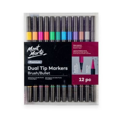 Mont Marte Dual Tip Markers Brush And Bullet 12pc MMPM0062