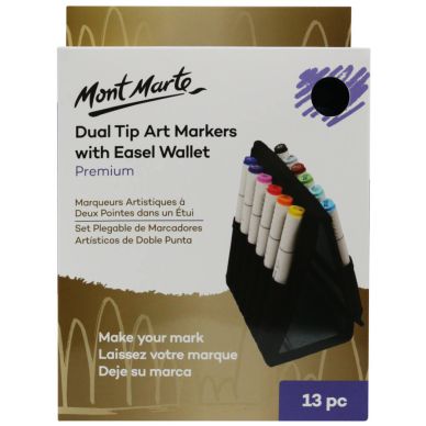 Mont Marte Dual Tip Art Markers with Easel Wallet Premium 13pc
