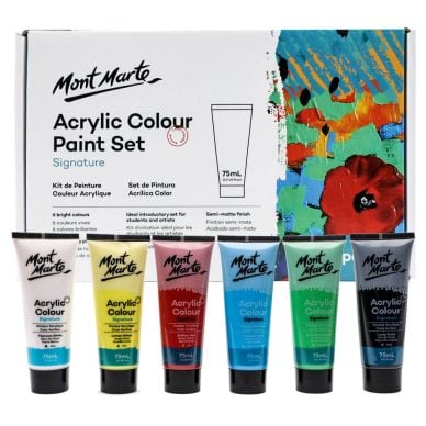 Mont Marte Acrylic Colour Paint Set Signature 6pc x 75ml MSCH6751