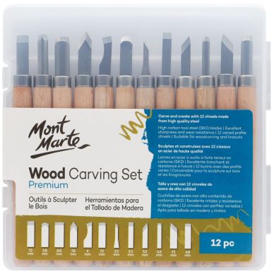 Mont Marte Wood Carving Set Premium 12pc MMSP0023
