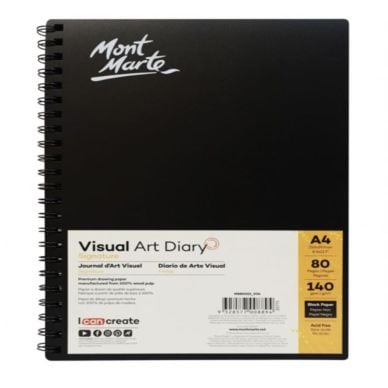 Mont Marte Visual Art Diary Black Signature 140gsm A4 80 Page