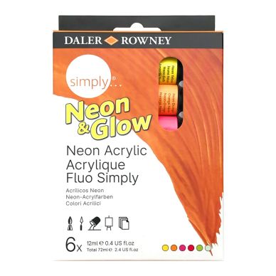 Daler Rowney Simlpy Neon&amp;Glow Acrylic Paint set 6x12ml