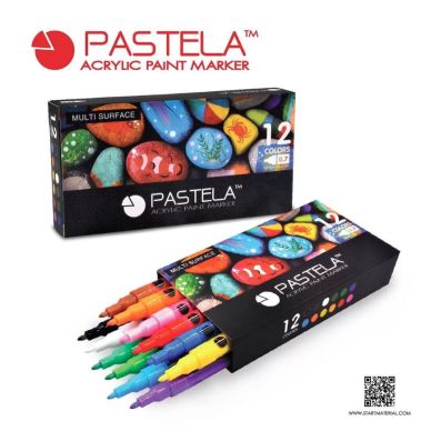 Pastela Acrylic Paint Marker Set Of 12 – 0.7mm Extra Fine Tip