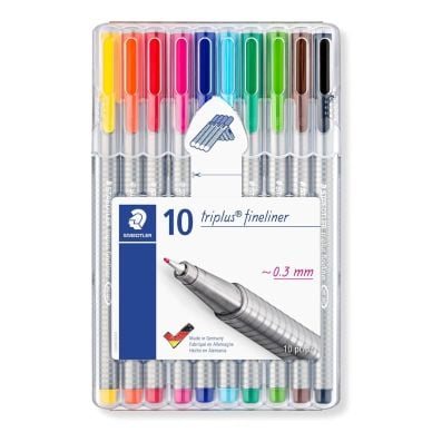 Staedtler Triplus Fineliner Tip Pen in Box Pack of 10
