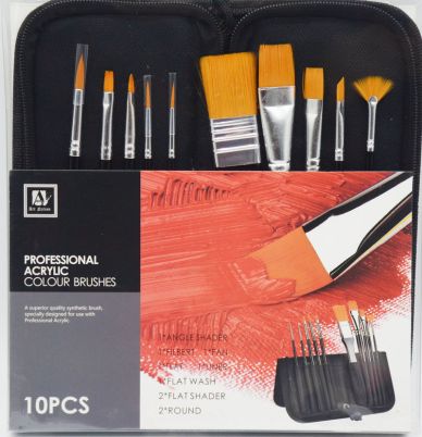 Art Nation Professional Acrylic Brushes 10 Pcs Set