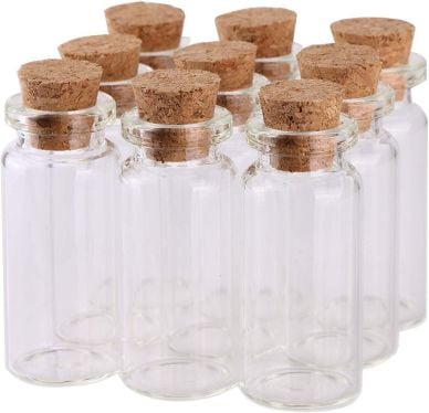 Pack of 6 - Mini Glass Bottles with Cork