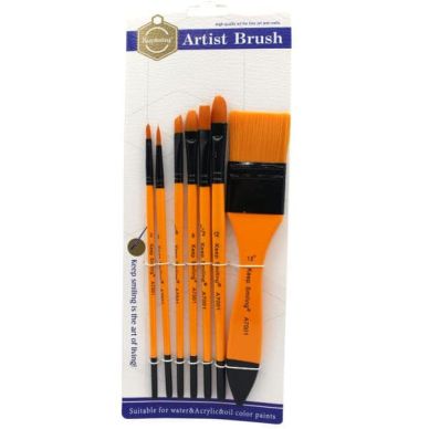 Keep Smiling Acrylic Mixed Paint Brushes Pack of 7 A7001