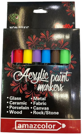 Amazcolor Acrylic Paint Marker Bullet Tip 0.5cm Set Of 8 pcs